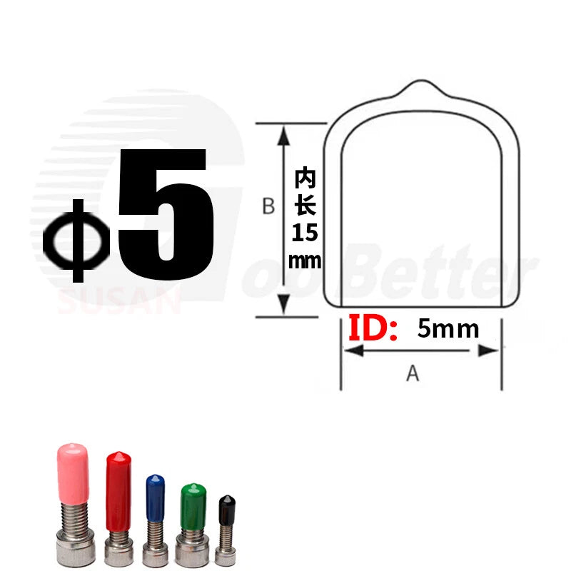 PVC End Caps for Screws, Bolts & Rods – Thread Protector Covers, 1.3–90mm, Black