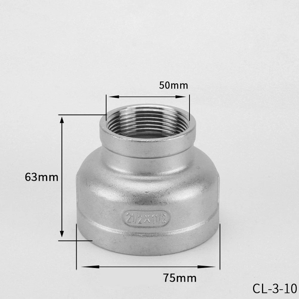 BSP Female Threaded Pipe Reducer Coupling — Stainless Steel A2, 1/2" to 4"