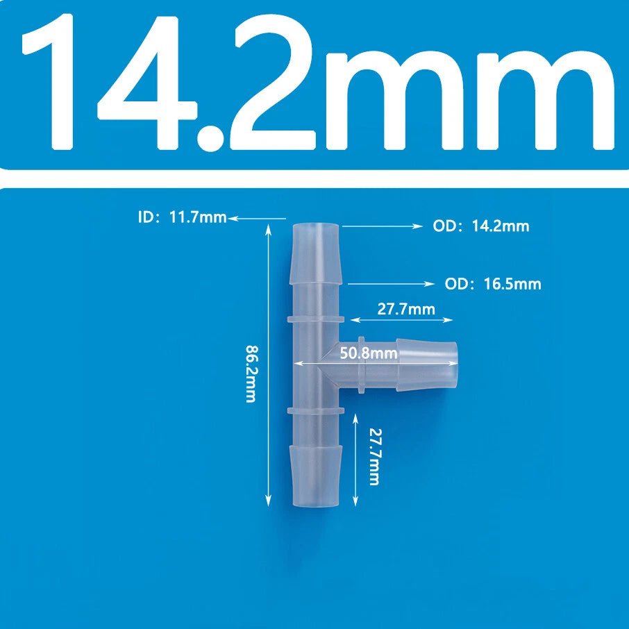 T-Type Three Way Plastic Barbed Hose Connector — Equal Tube Joiner Fitting