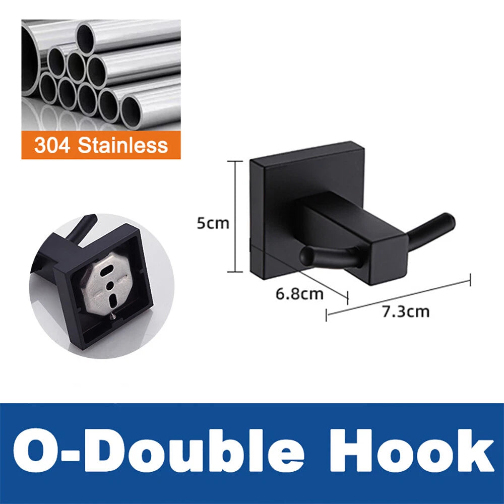 Coat Robe Hooks Stainless Wall Mount Door Hanger Bathroom Towel Black Multi-Type