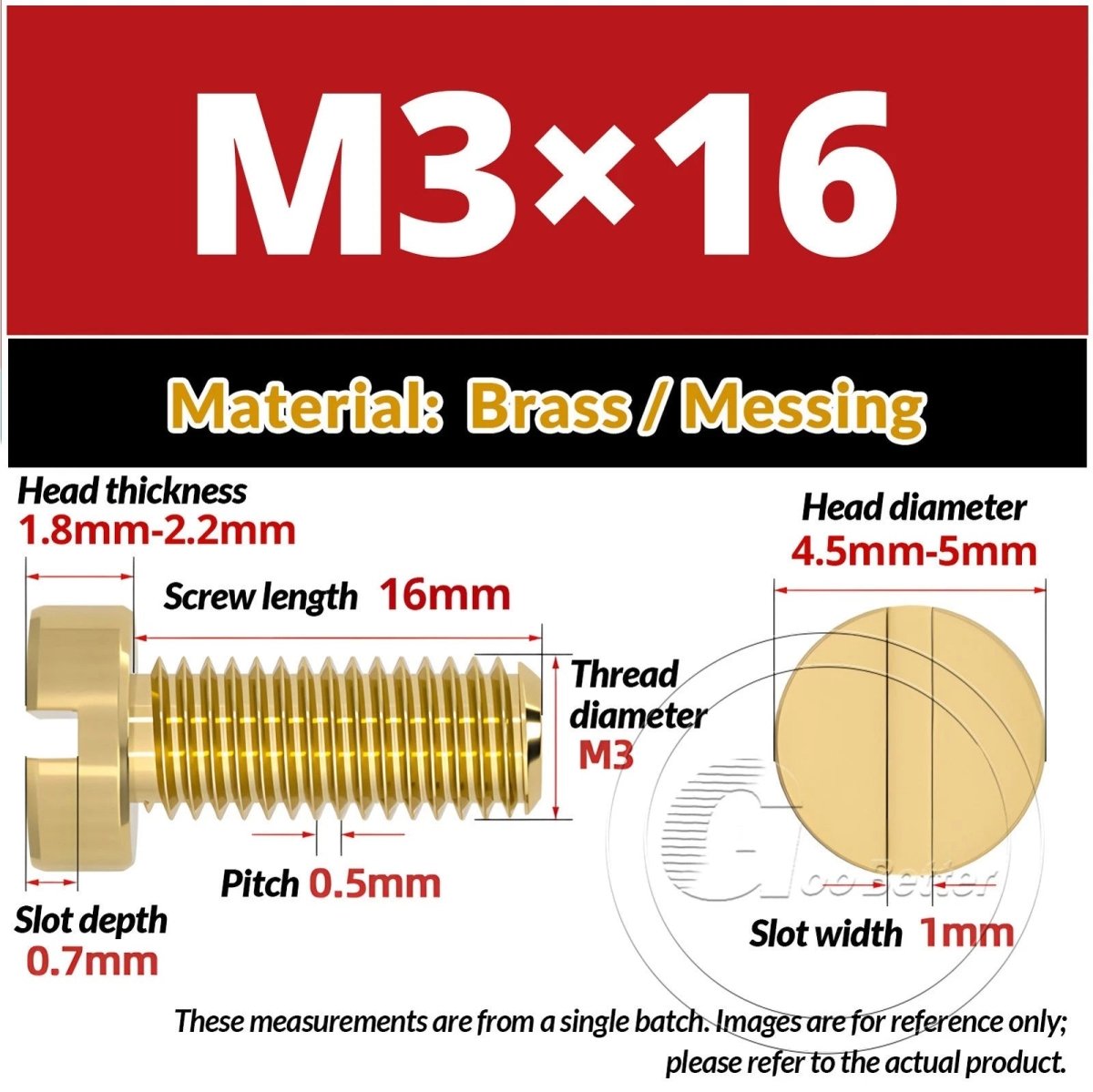 Brass Slotted Pan Head Machine Screws — M2 to M10, Multiple Lengths - HomeDIYer