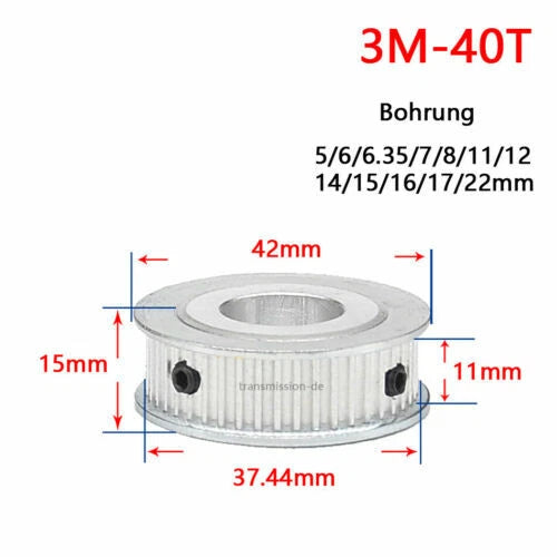 Timing Belt Pulley 3M 12T - 60T Synchronous Wheel for width 10 mm Timing Belts