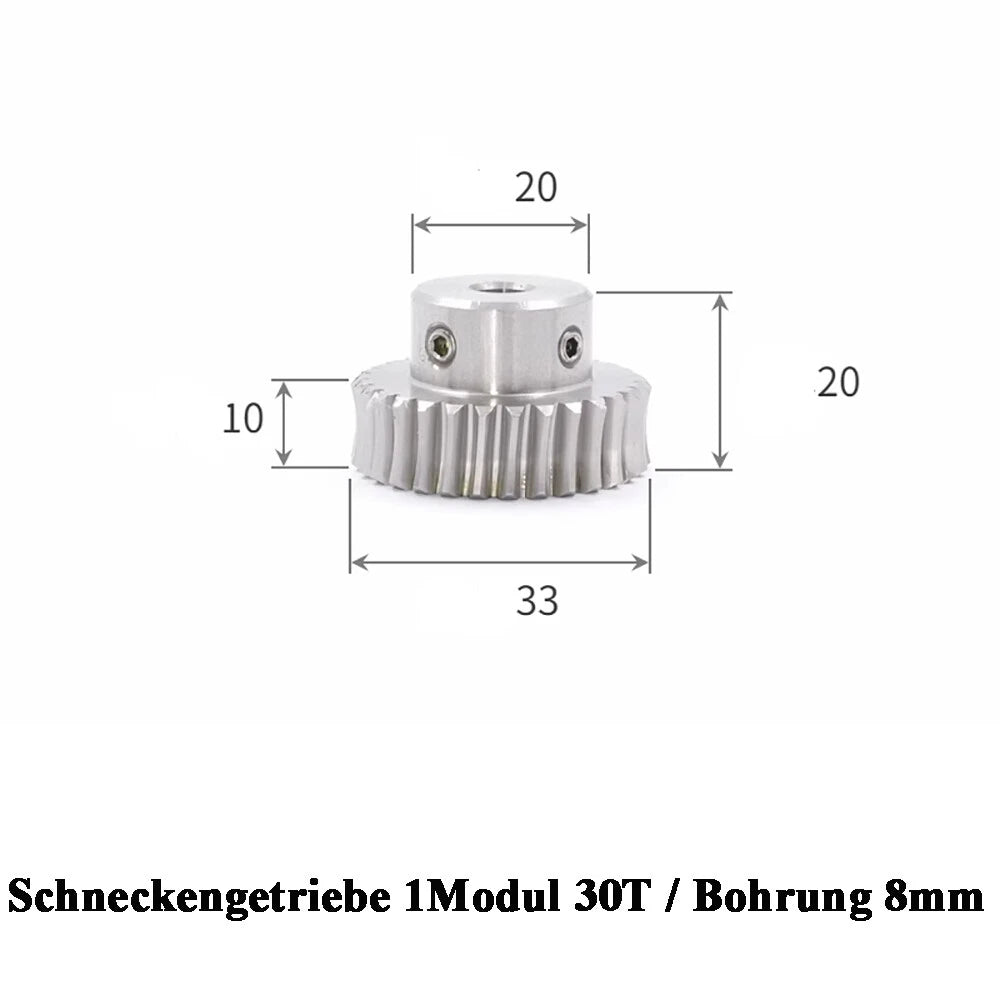 Stainless Steel A2 Module 1 Worm Shaft Worm Gear Wheel 15 to 60 Tooth Precision