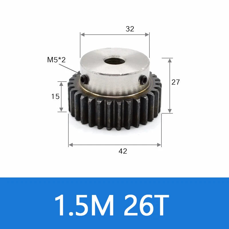 Spur Gear 45# Steel Transmission Gear 1.5/2 Mod 12-27 Teeth With Step Motor Gear