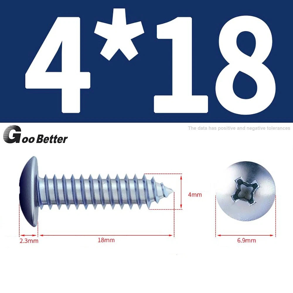 M3 M4 M5 M6 Pan Head Self Tapping Screws – Zinc Plated Carbon Steel