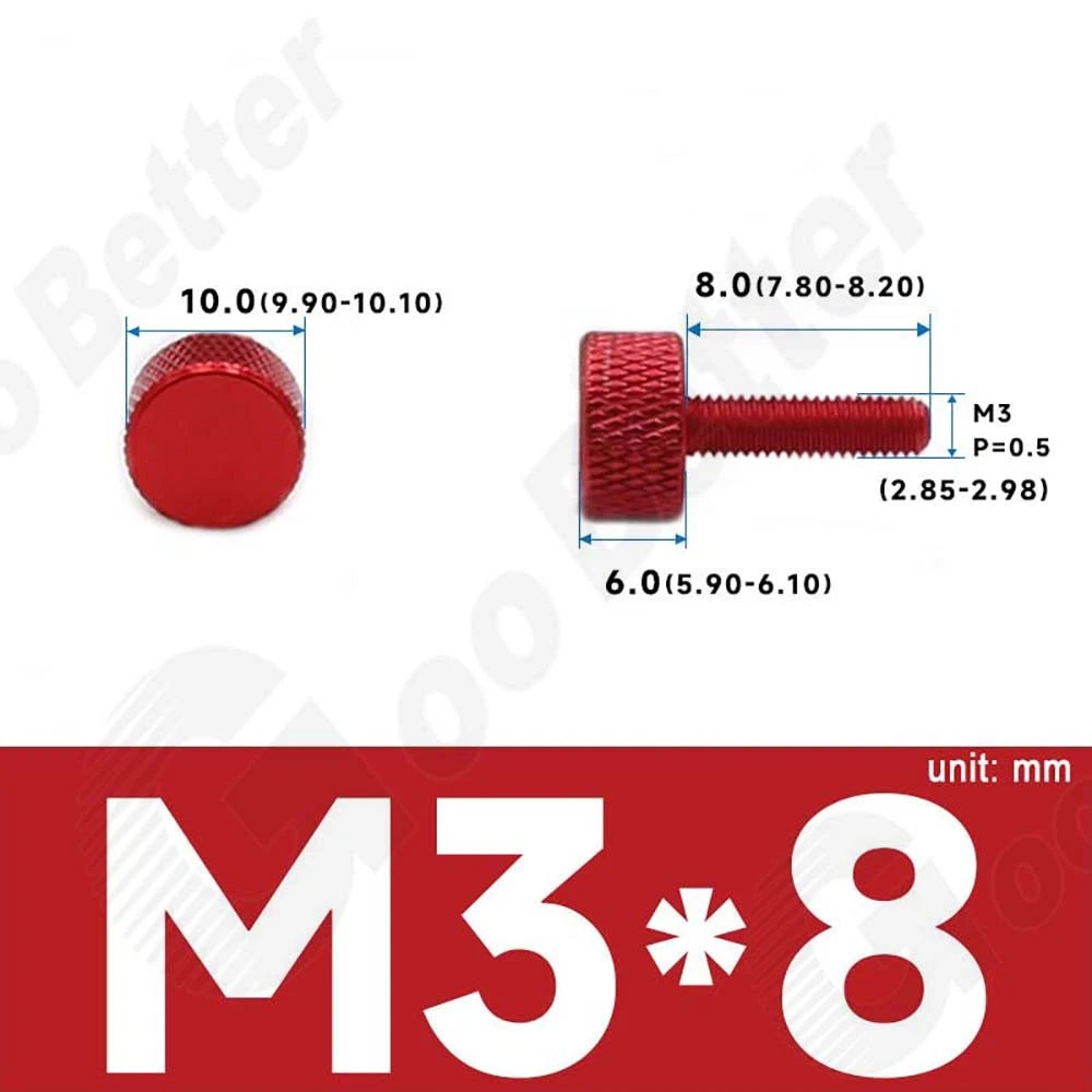 M3 M4 Knurled Thumb Screws – Aluminum Alloy Flat Head Hand Knob Bolts