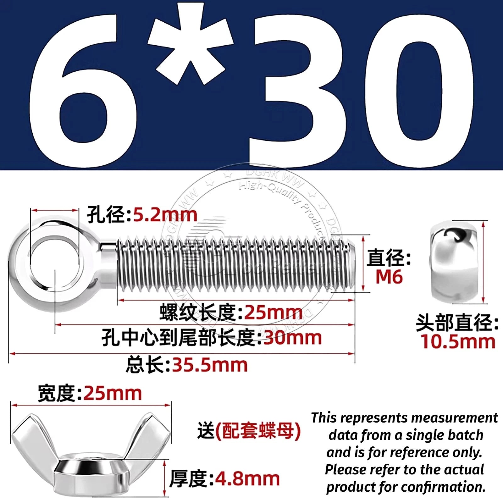 Eye Bolts with Nut — Forged Stainless Steel Threaded Ring Hanging Screws