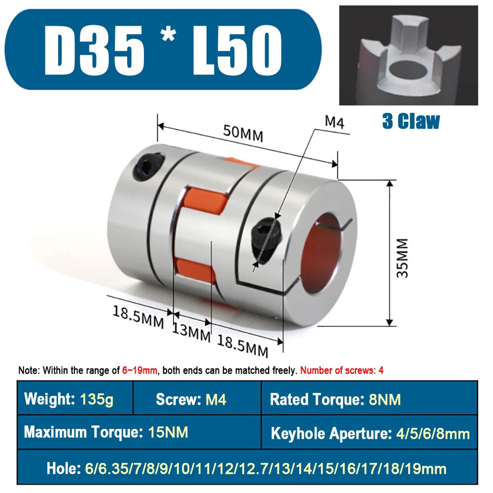 6 mm to 19 mm Flexible Plum Coupling Shaft Coupler CNC Stepper Motor 3D Printer