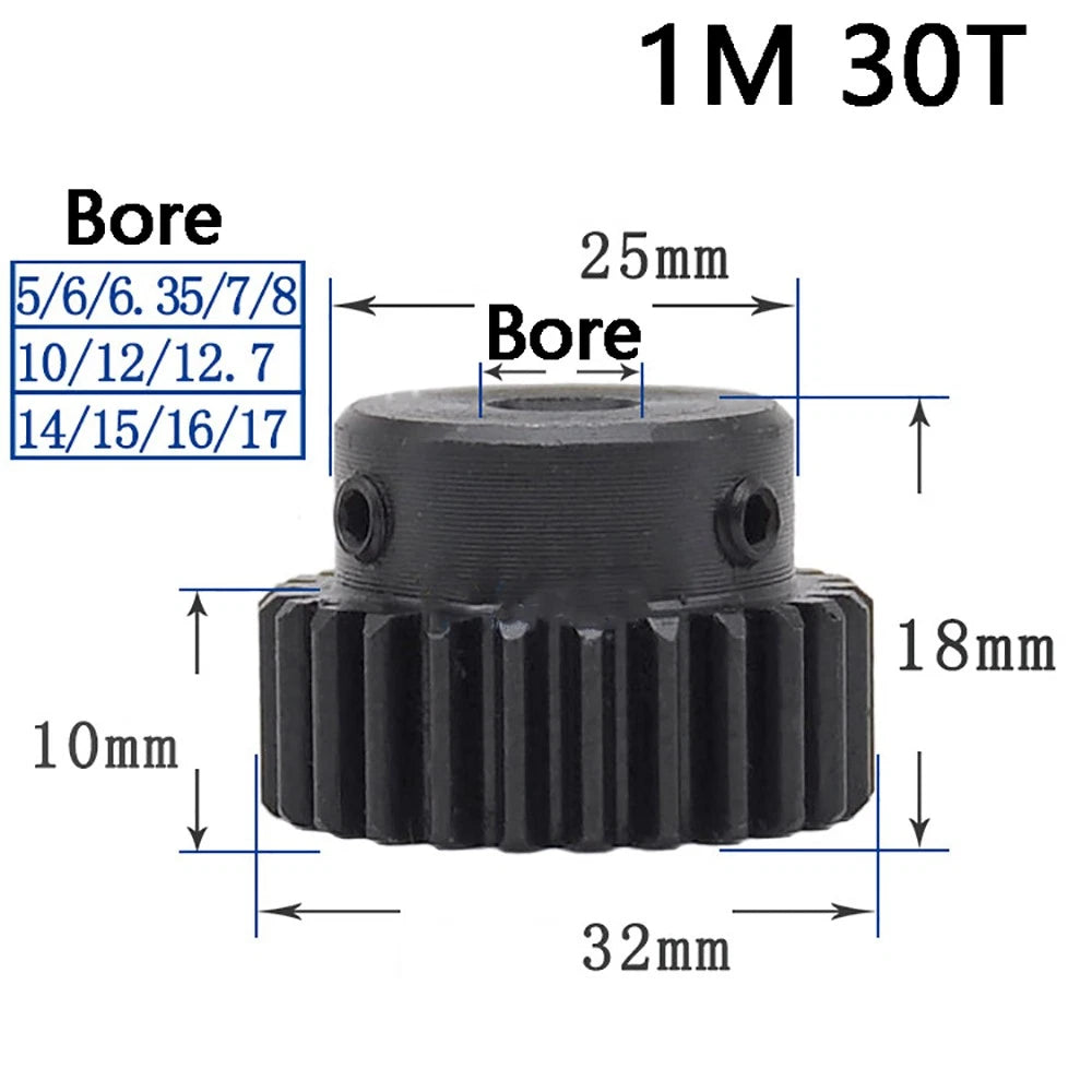 1 Mod 10T-100T Precision Spur Pinion Gear With Step 45# Steel Motor Gear x 1Pcs