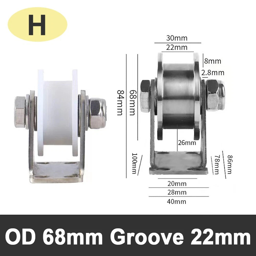 48 58 68 Pulley U V H Groove Shape Roller Wheels Idler Pulley Wheel Crane Roller