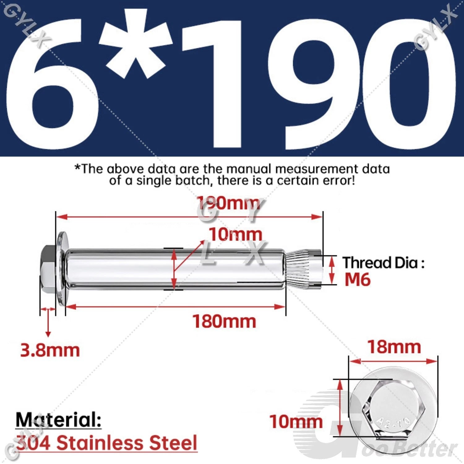 Expansion Anchor Bolts for Masonry — M6 to M16, Stainless Steel & Zinc-Coated