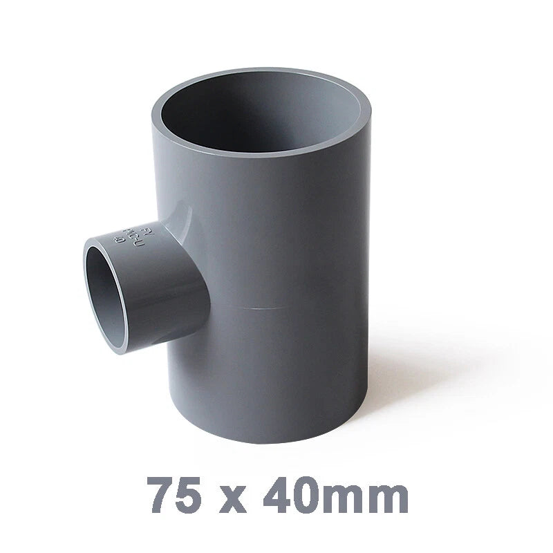 PVC Reducing Tee Pipe & Fittings Solvent Weld Pressure Adapter Connector Grey