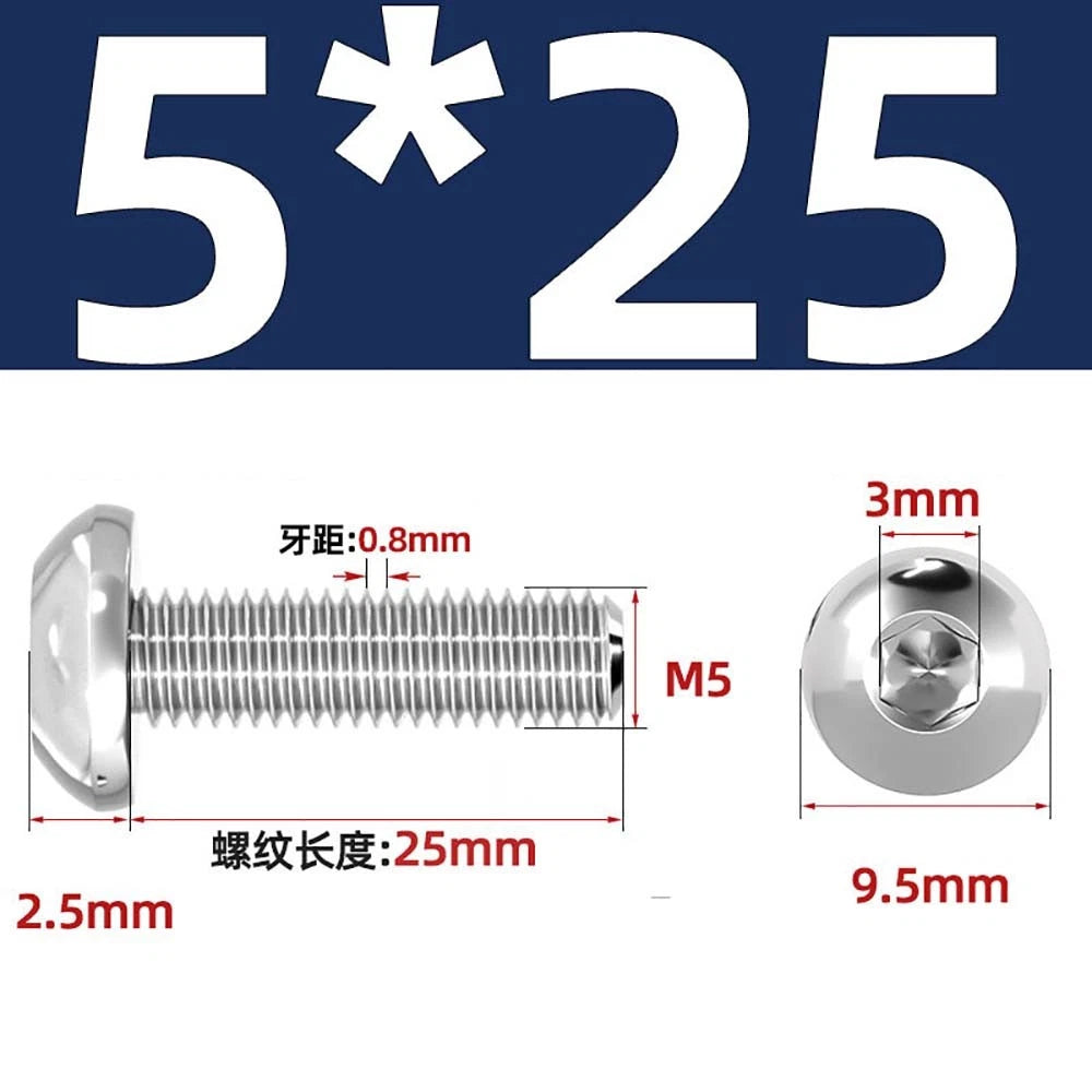 M1.6–M5 A2 Stainless Steel Button Head Socket Cap Screws – Round Pan Head, Hex Drive, Fully Threaded