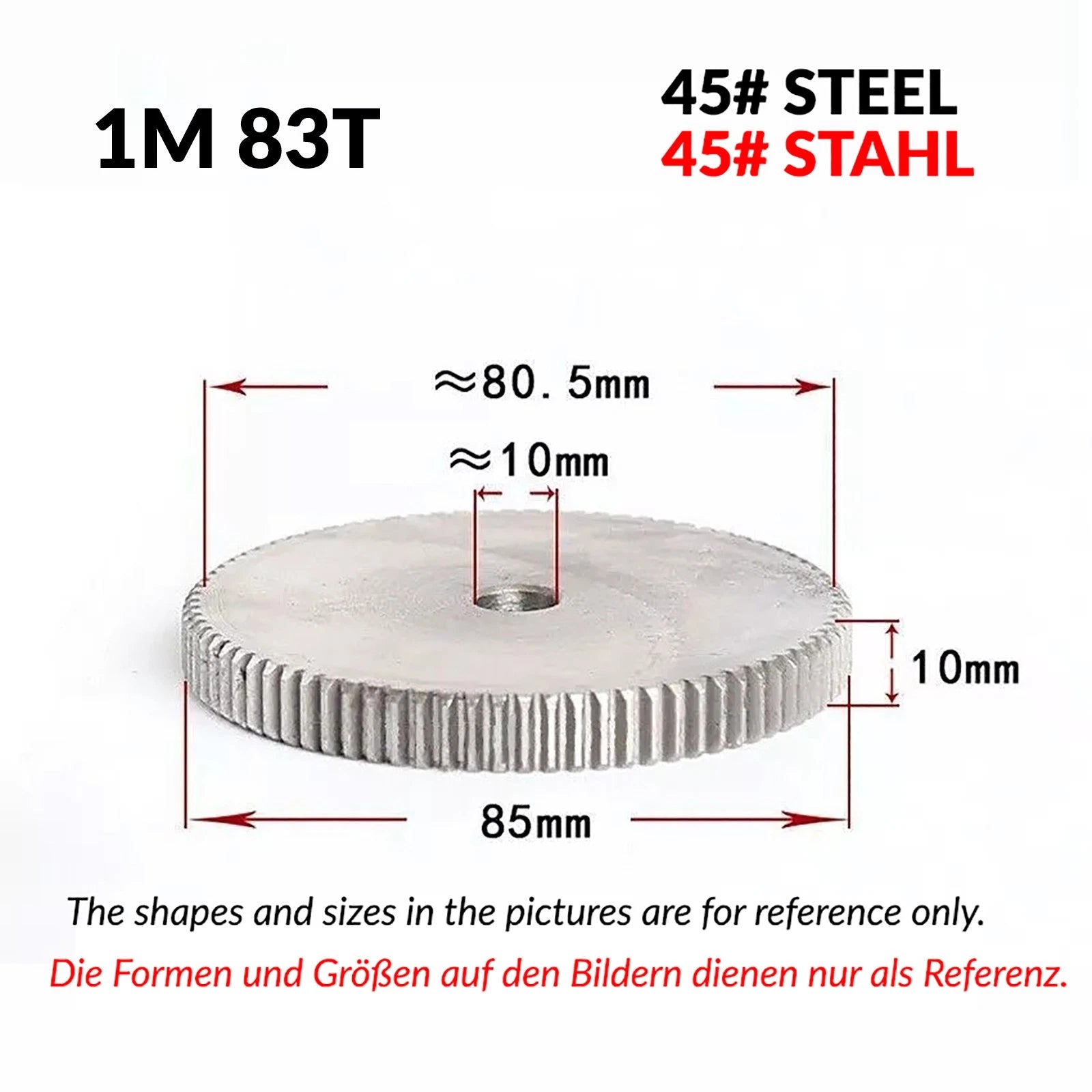 1/1.5/2 Mod 12T-150T Spur Gear 45# Steel Pinion Gear Thickn10-20mm Transmission