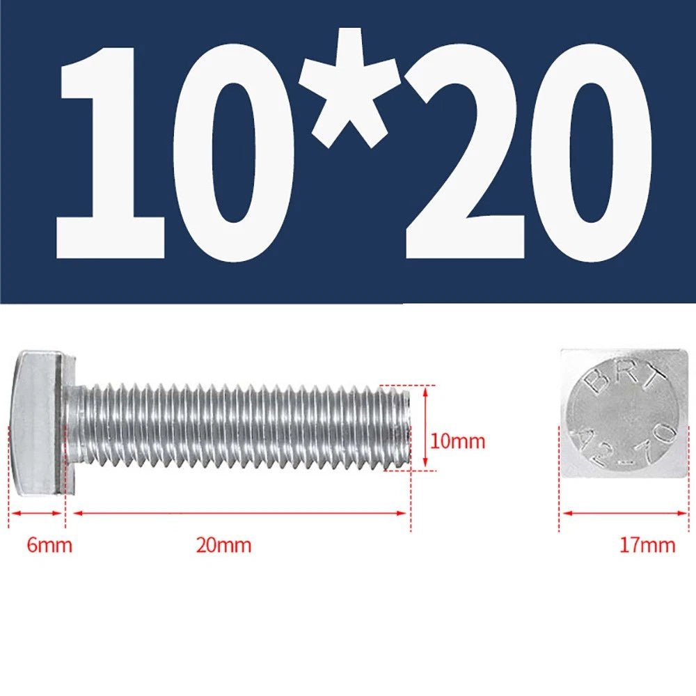 M8 M10 M12 Square Head Bolts Full Threaded 304 Stainless Steel 12–100mm - HomeDIYer
