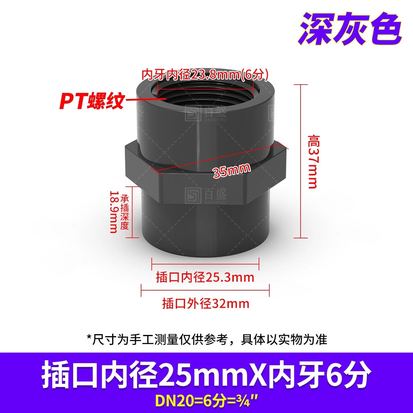 PVC Metric Plumbing Fittings Pipe Straight Threaded Male & Female Connector