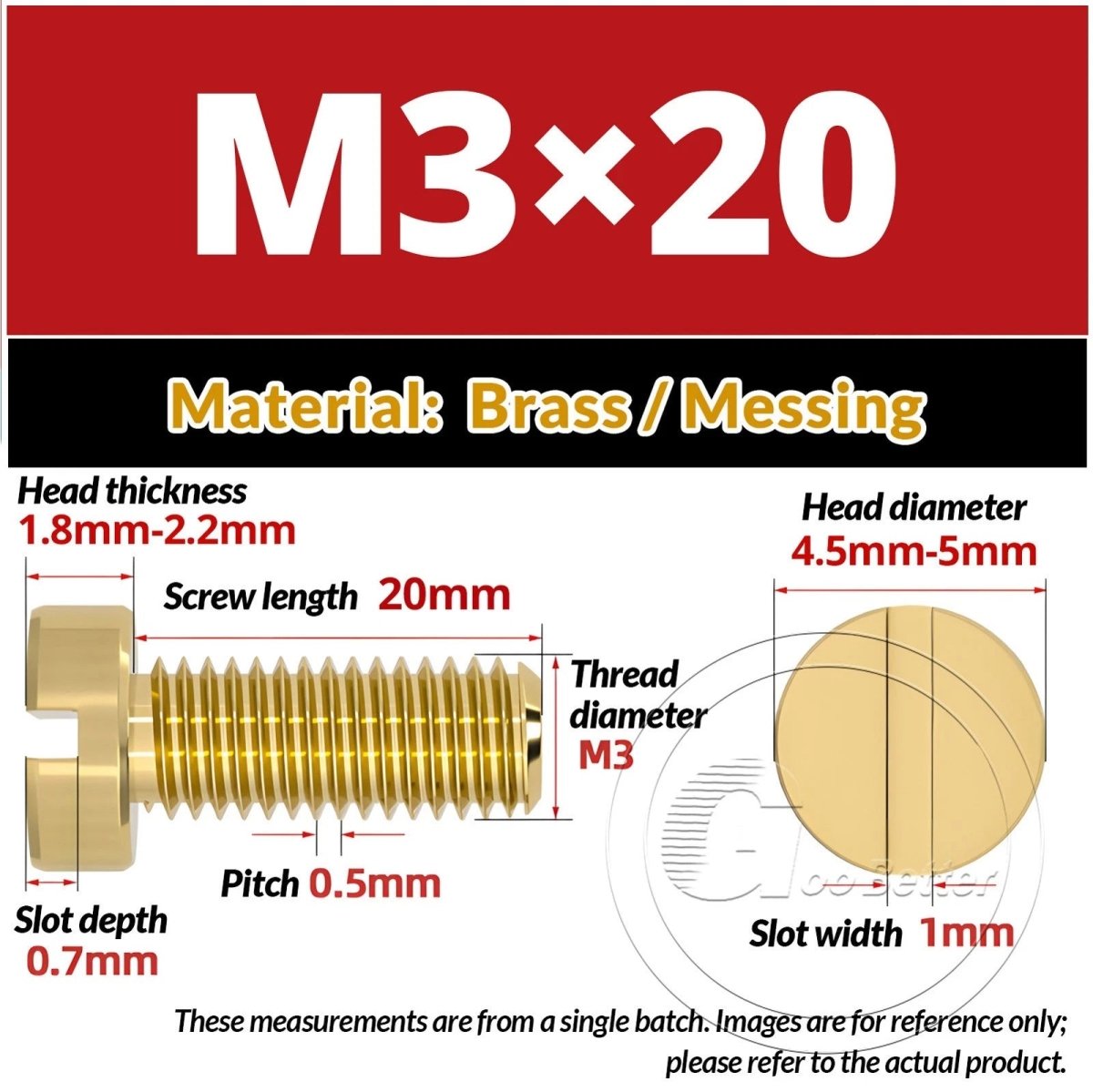Brass Slotted Pan Head Machine Screws — M2 to M10, Multiple Lengths - HomeDIYer