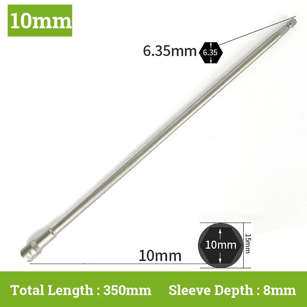 Hex With or Non-Magnetic Nut Driver 1/4 Socket Wrench Impact Drill Bit 300/350mm