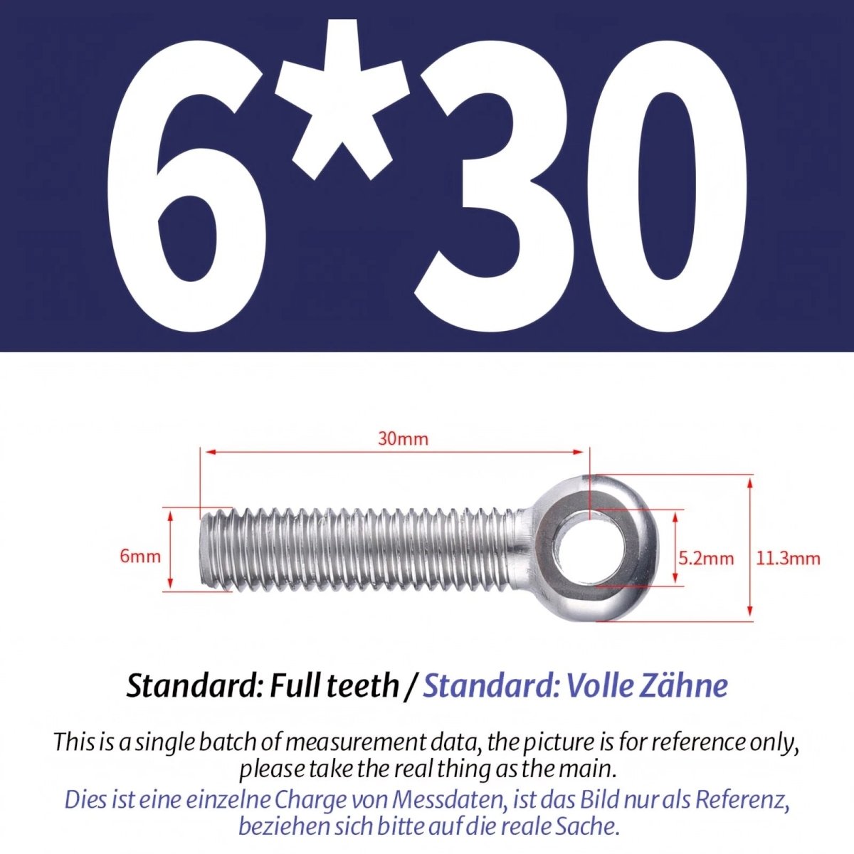 M5 M6 Stainless Steel Eye Bolts — A2 304 Threaded Ring Eyelet Screws for Catenary Wire & Hanging - HomeDIYer