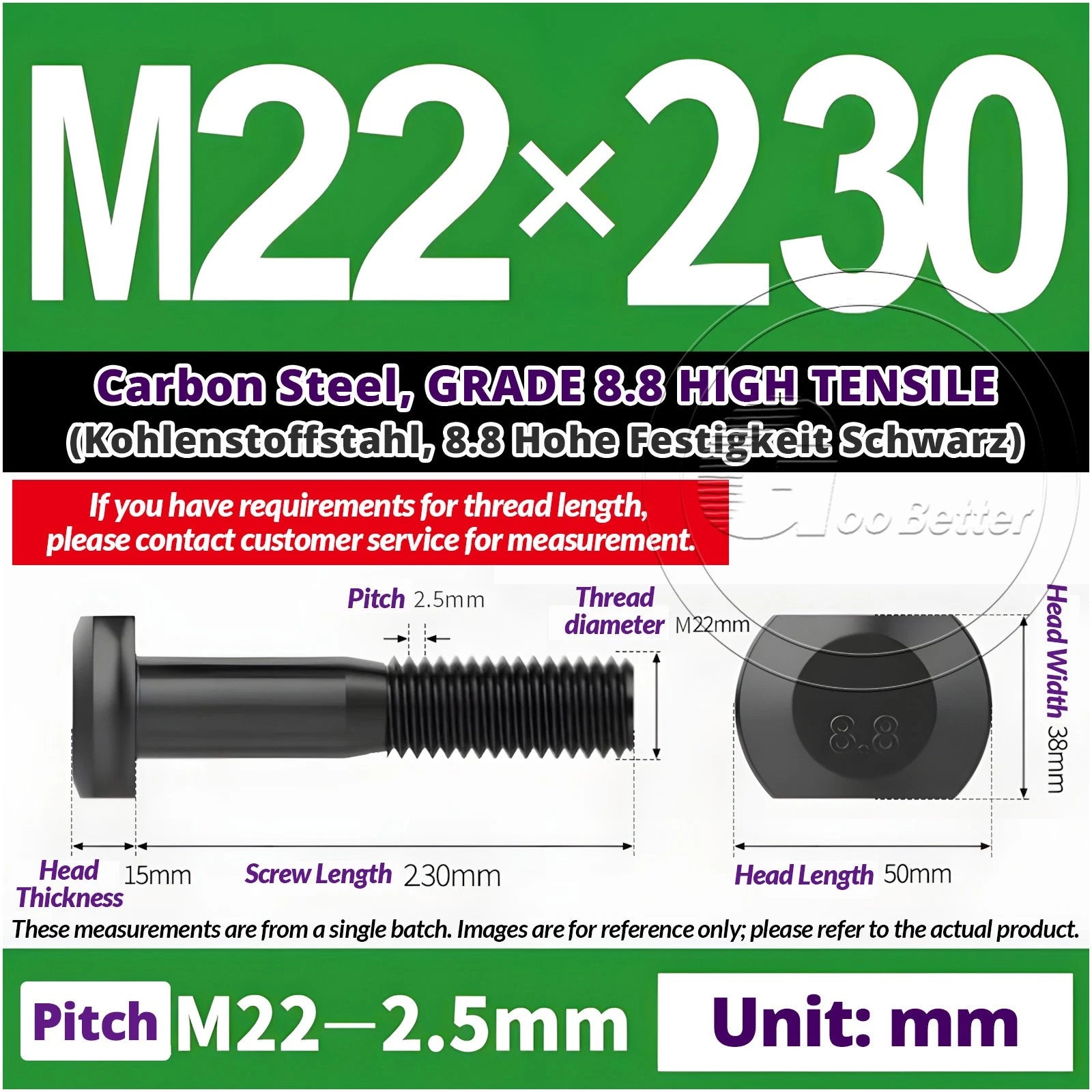 T-Slot Bolts M22 - M42 T Track Bolts 70mm to 500mm Long GRADE 8.8 HIGH TENSILE
