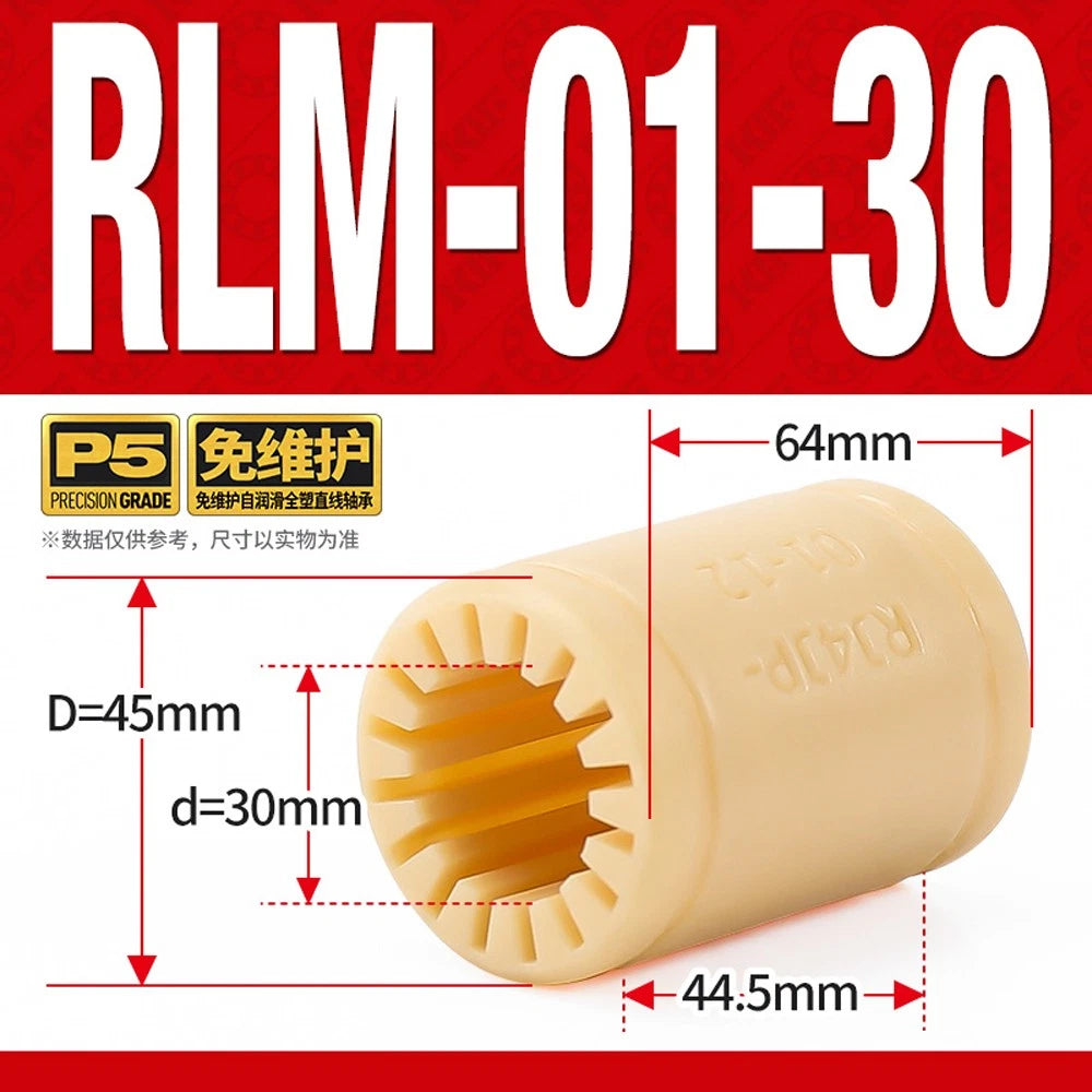 Nylon All Plastic Linear Shaft Bearings RLM-01-06 08 10 12 16 20 25 30 Low Noise