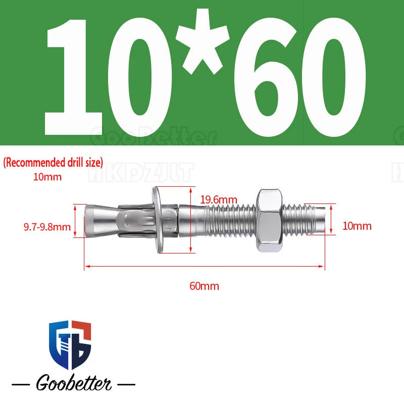 Stainless Steel Through Anchor Bolts — M6 M8 M10 M12 M16 Expansion Bolt