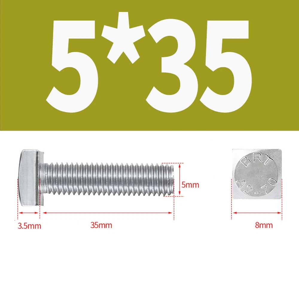 M4 M5 Small Head Square Bolt — 304 Stainless Steel, Multiple Lengths