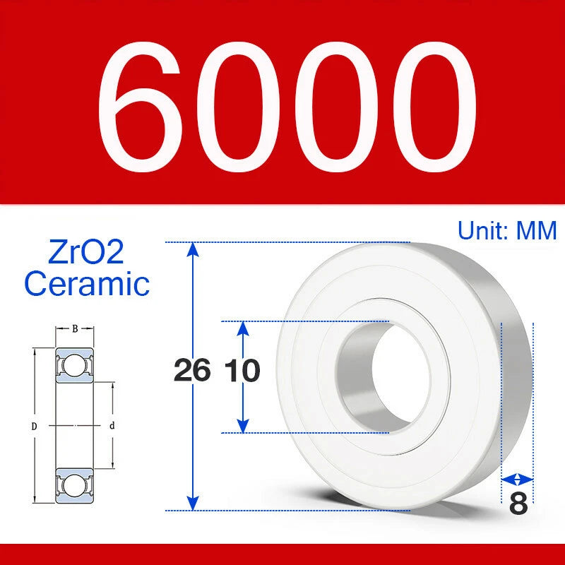 ZrO2 Ceramic Deep Groove Ball Bearing Double Shield 2RS Zirconia Roller Bearings