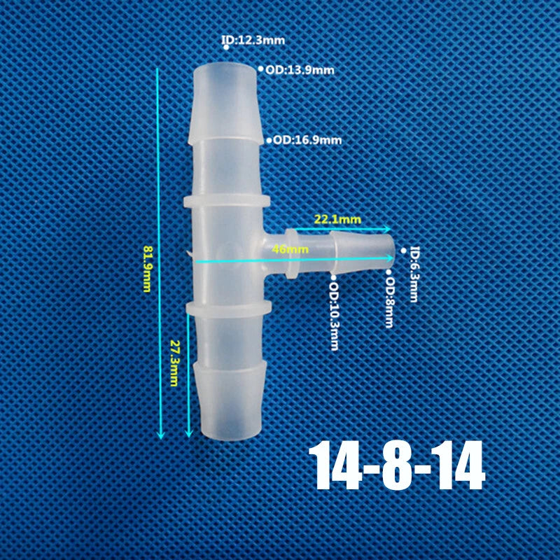 Plastic Tee Reducer Connector Barbed Pipe Hose Joiner Tube 3 Way Air Fuel Water