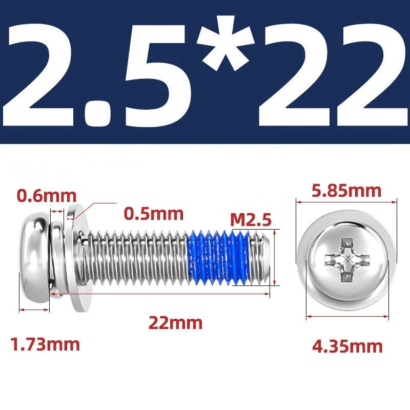 A2 Stainless Steel Phillips Pan Head Machine Screws with Flat & Spring Washers — M2 to M10 - HomeDIYer