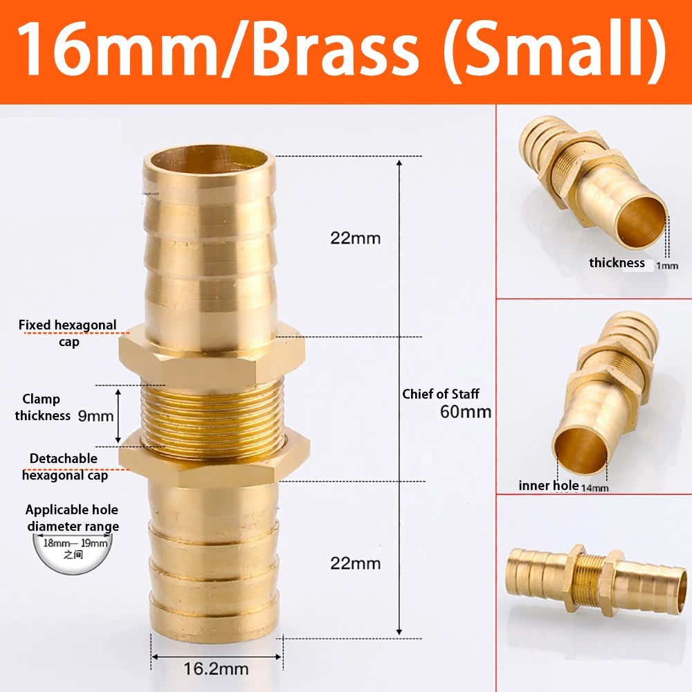 Copper Straight Hose Connector Double-Sided Female Thread