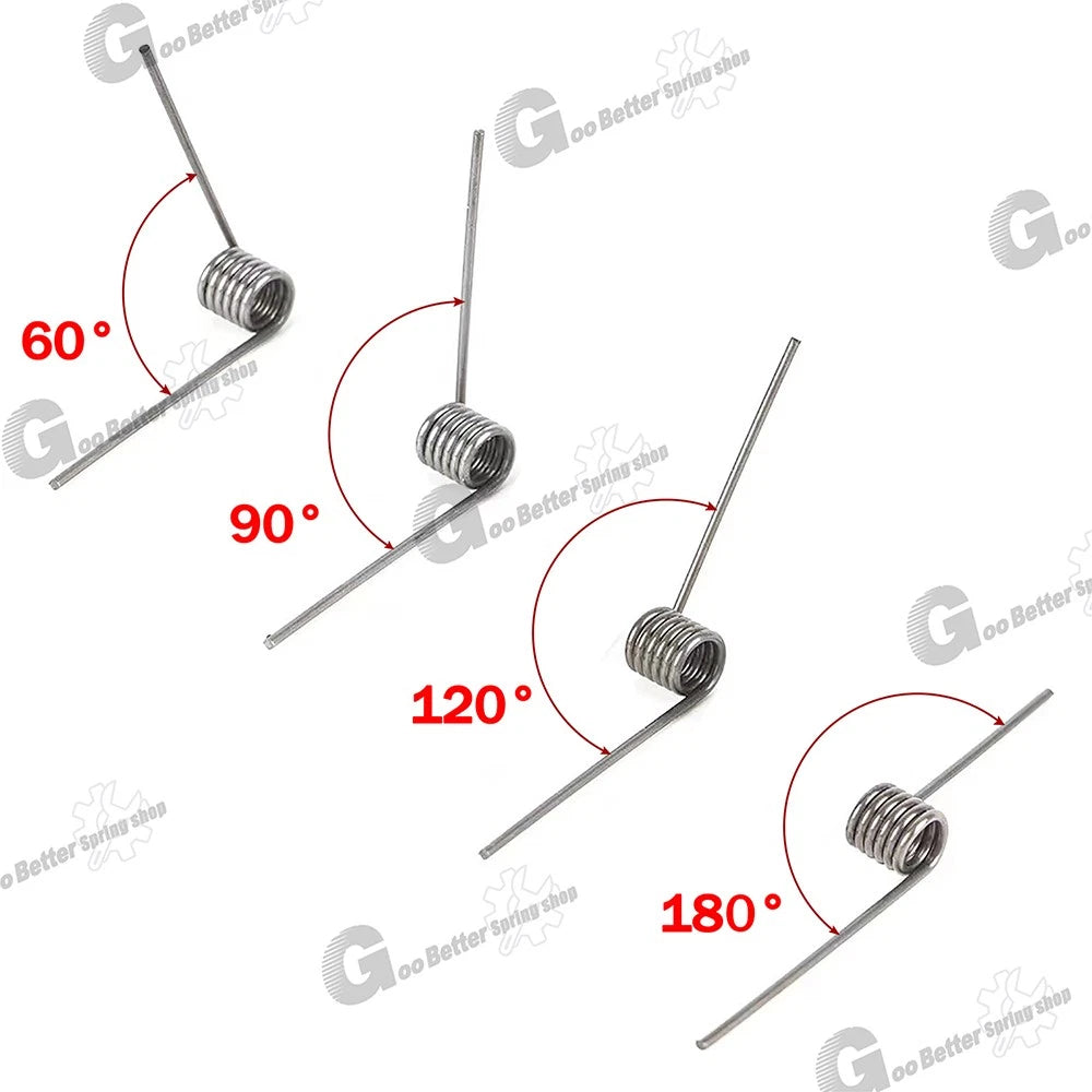 Torsion Spring (pack of 10), 0.3mm wire diameter, 2mm - 5mm OD, Right spring