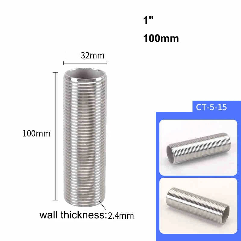 Male Thread Stud Rod A2 Stainless Steel Connector Pipe Fitting — 1/4" to 2"