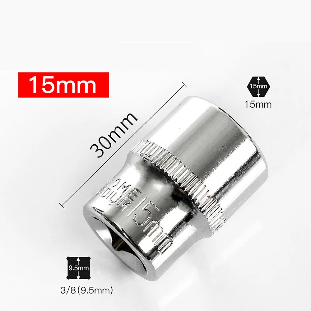 3/8" 6mm-24mm Hex Socket Drive Screwdriver Drill Set Ratchet Wrench Adapter Rod