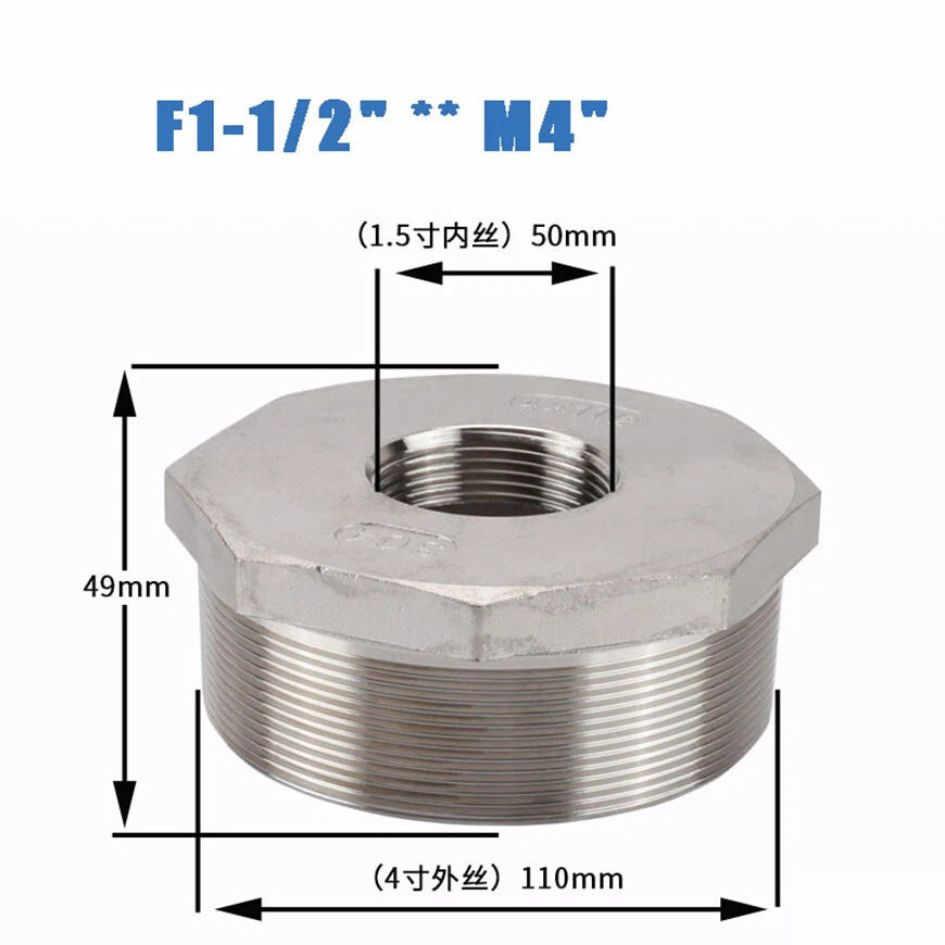 BSP Male to Female Reducing Bush — Stainless Steel Pipe Fitting Adapter