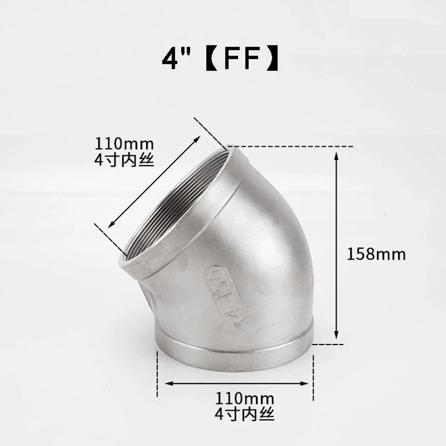 BSP 90° Elbow Pipe Fitting — 304/316 Stainless Steel, 1-1/4" to 4", FF / FM / MM
