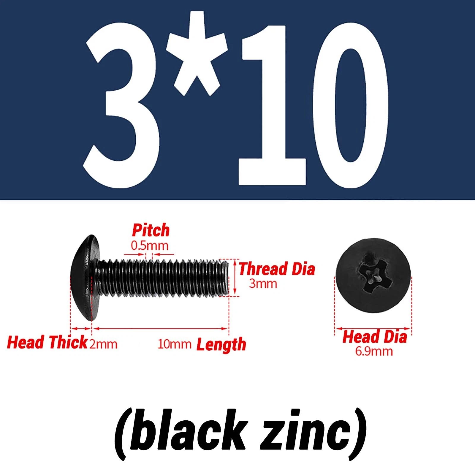 M2–M6 Pan Head Self‑Tapping Sheet Metal Screws – Black Oxide Carbon Steel