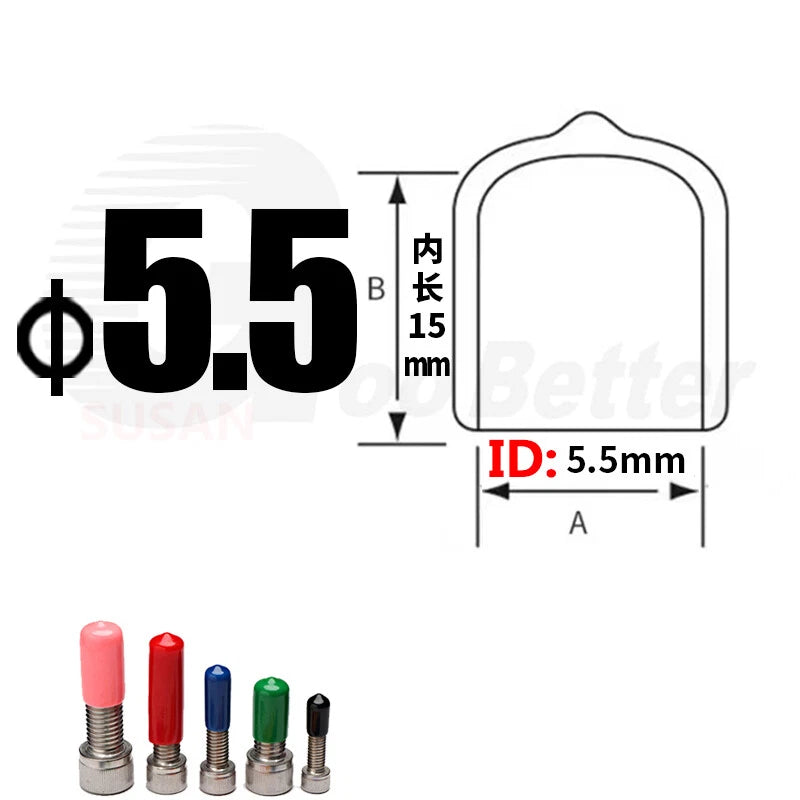 PVC End Caps for Screws, Bolts & Rods – Thread Protector Covers, 1.3–90mm, Black