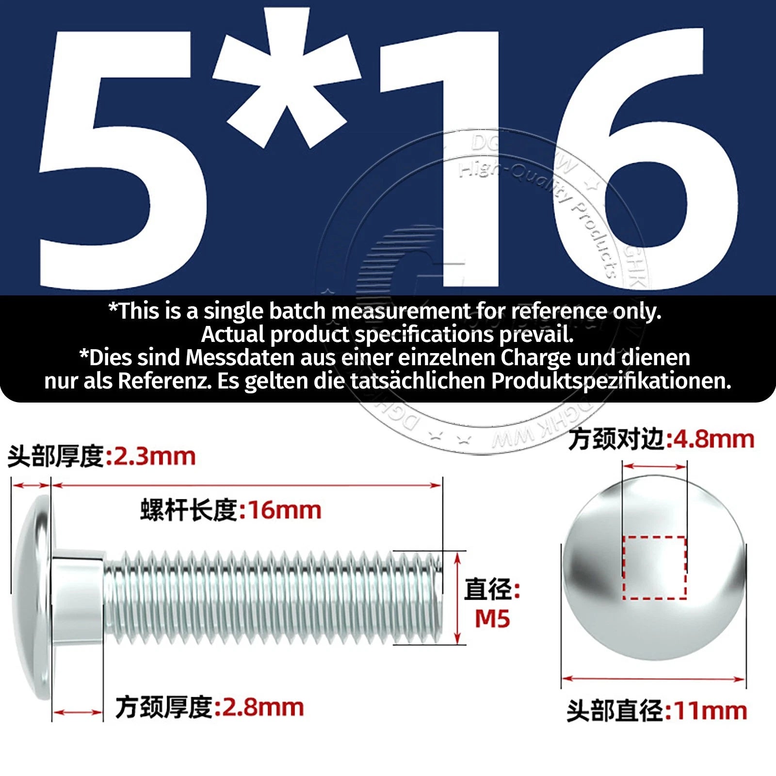 M4–M12 Zinc-Plated Cup Square Carriage Bolts with Flange Nuts | 8–150mm
