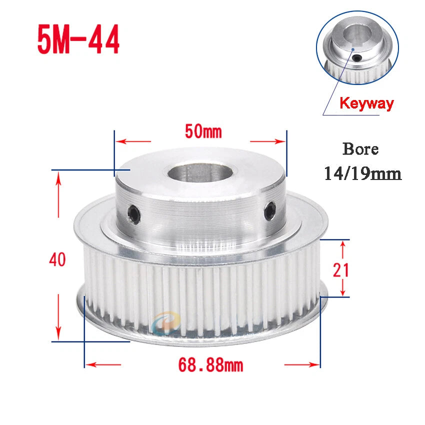 5M 15T-80T Timing Belt Pulley With Step/Keyway, Bore 8-25mm,For 20mm Width Belt