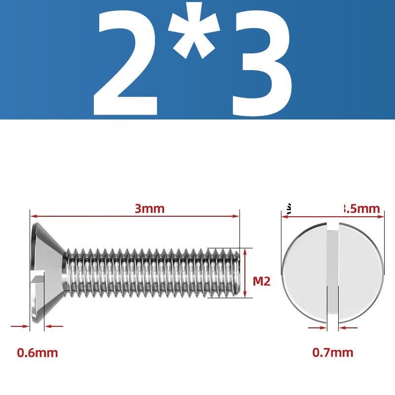 A2 Stainless Steel Slotted Countersunk Machine Screws — M1.6 to M10, Flat Head CSK Bolts - HomeDIYer