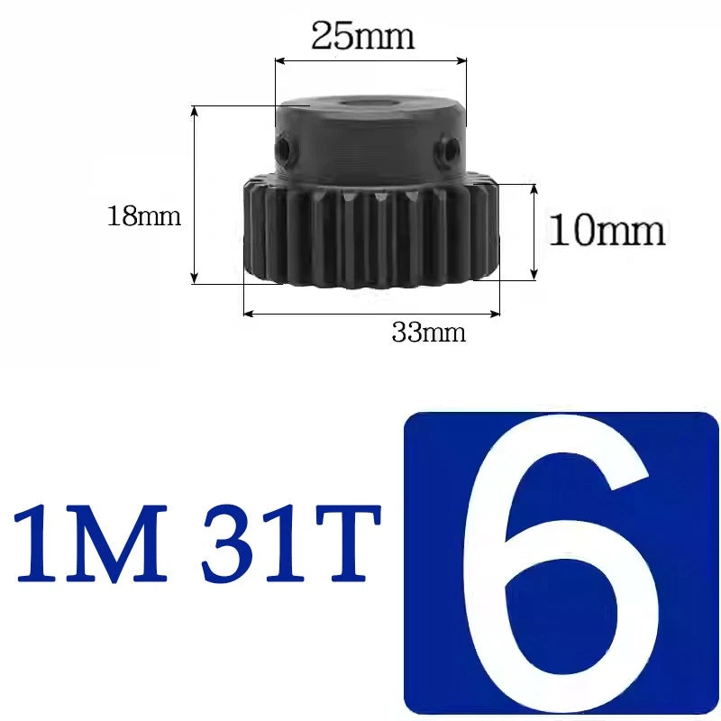Spur Gears 1 Mod Transmission Gear With Step 45# Steel Pinion Motor Gear 30T~44T