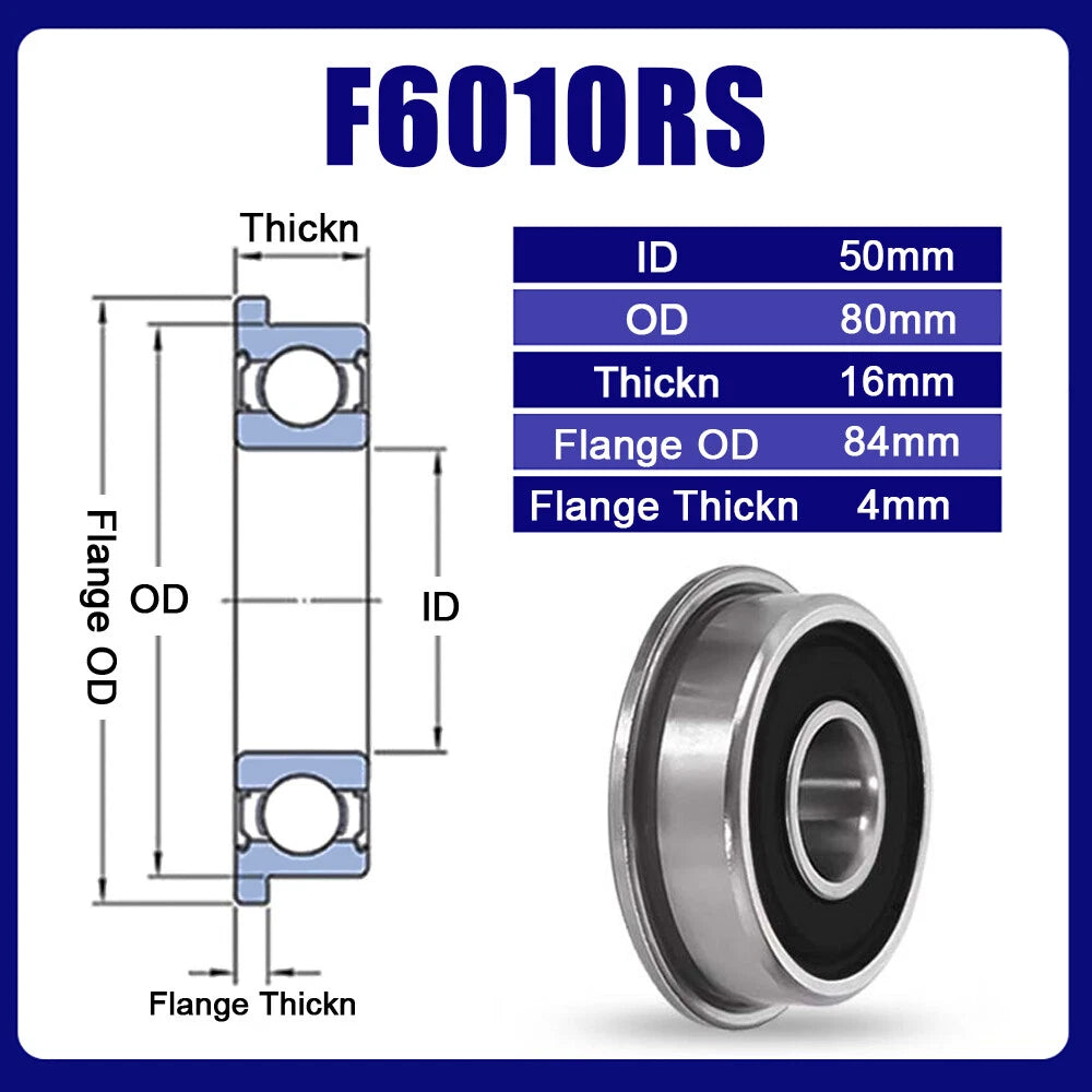 F6000 to F6010 RS or ZZ Bearing Steel Micro Double Shielded Flange Ball Bearings