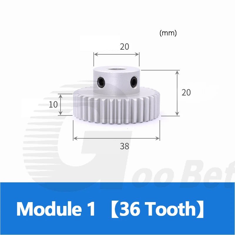Spur Gear Module 1 Aluminium 12-60 Tooth with Hub Pinion Motor Gear Bore 4-16mm