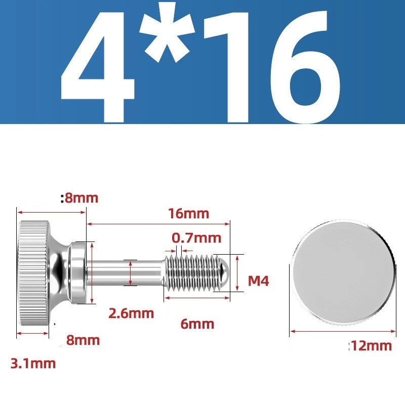Knurled Thumb Screws Stainless Steel — M2 M2.5 M3 M4 M5 M6 M8 M10 Hand Knob Bolts