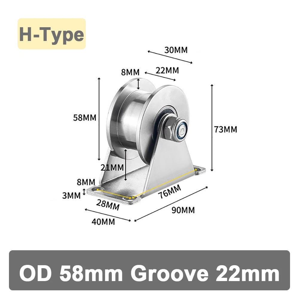Stainless Steel Pulley U V H Groove Shape Roller Wheels Idler Pulley Wheel Large