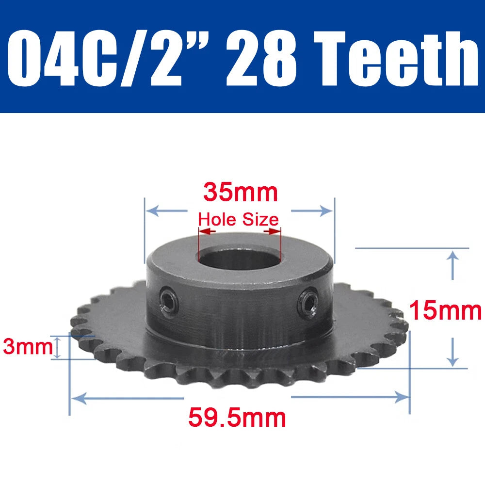 45#Steel Roller Chain Sprocket Wheel 04C Pitch 6.35mm 21~26 Teeth Bore 8~25mm