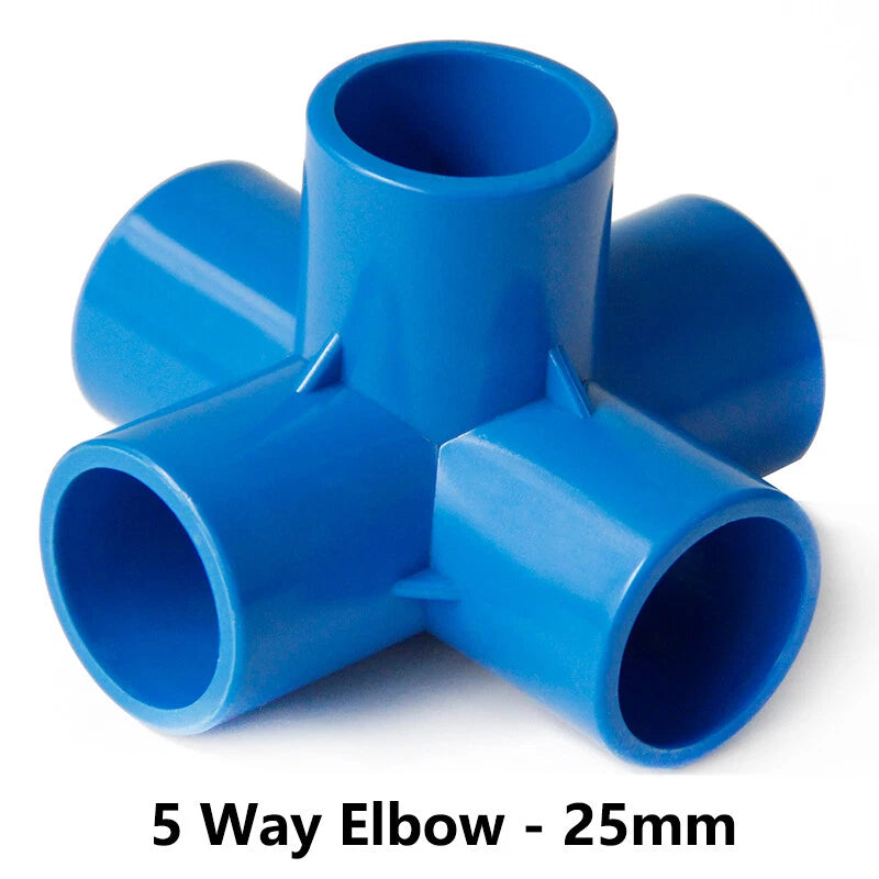 PVC 3 4 5 6-Way Elbow Connector Coupling Pipe Fittings Dia 20 25 32 40 50mm Blue