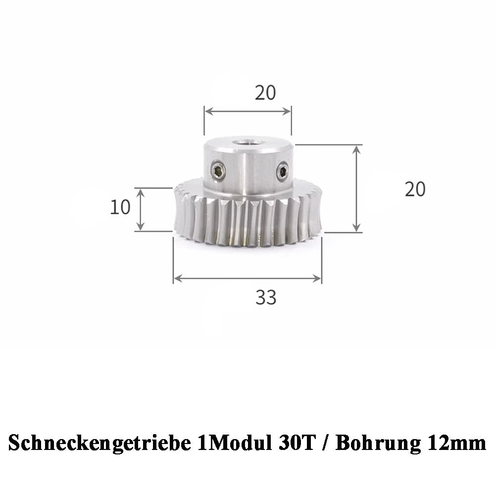 Stainless Steel A2 Module 1 Worm Shaft Worm Gear Wheel 15 to 60 Tooth Precision