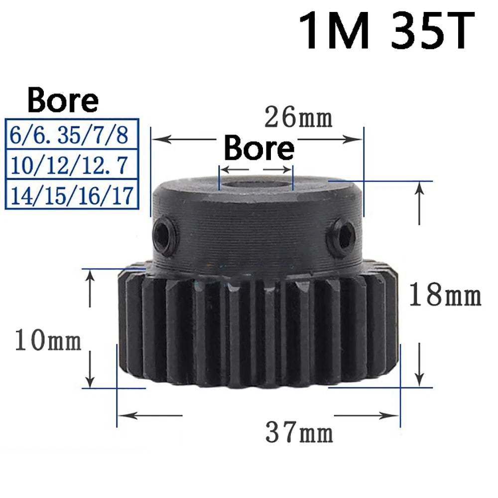 1 Mod 10T-100T Precision Spur Pinion Gear With Step 45# Steel Motor Gear x 1Pcs